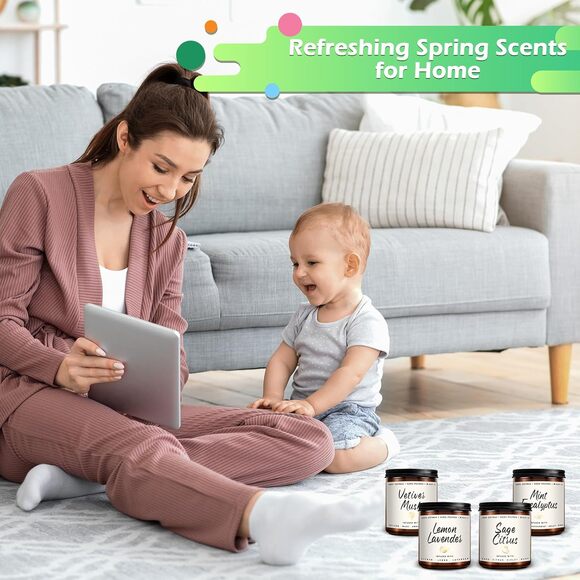 Auelife Vetiver Musk Scented Soy Candle 7oz Aromatherapy Home Gift - Picture 5 of 7